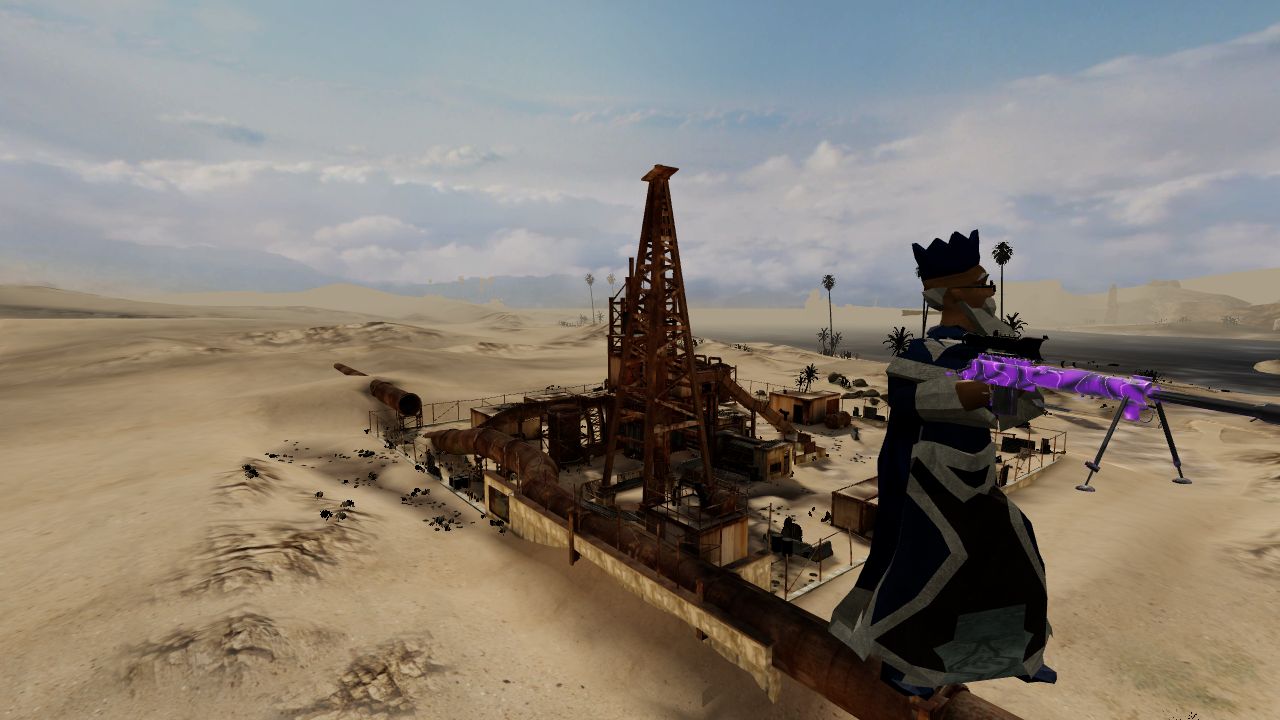 Wise Old Man with a Dark Matter rifle above Dustworks
